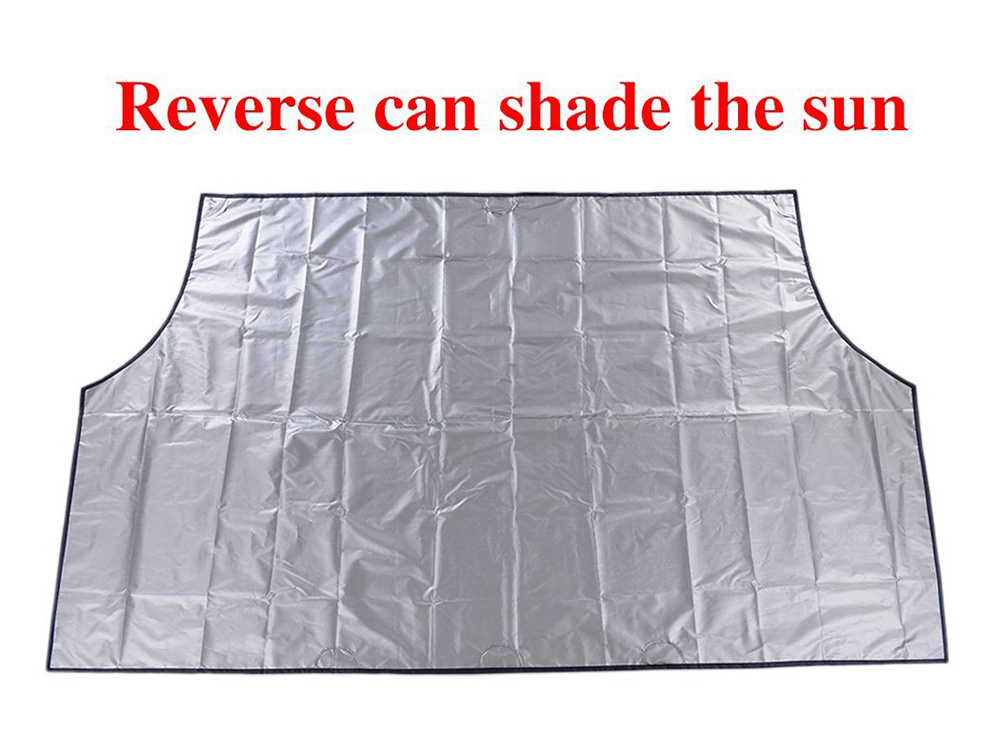 Rectangle Windscreen Snow Cover Windshield Magnet Dual Use Universal - Black + Silver