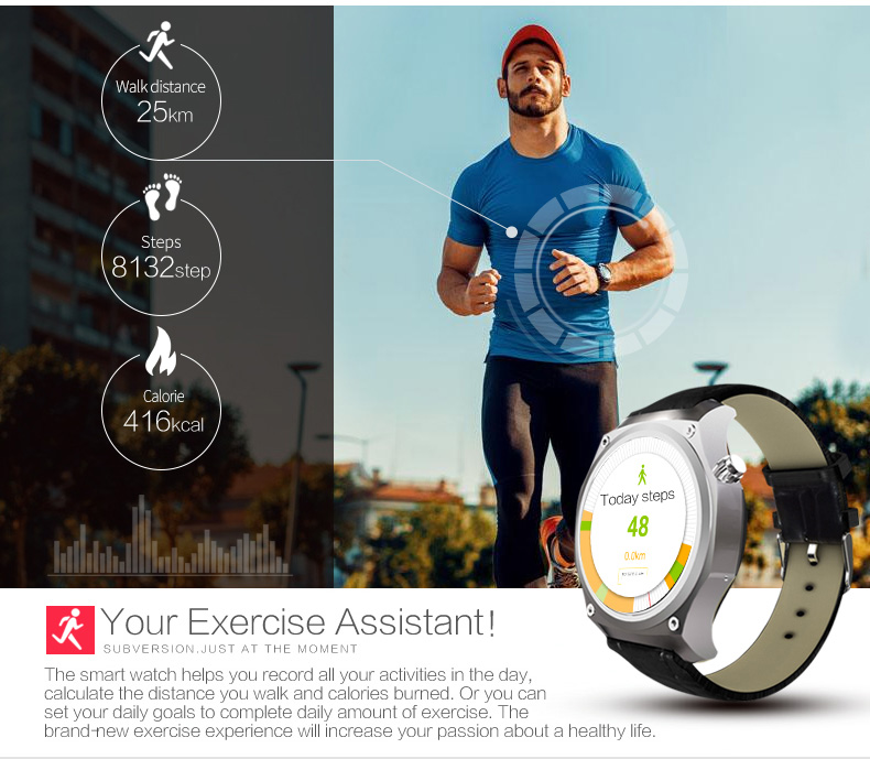 Y5 3G Smartwatch Phone MTK6580 Quad Core 1.3GHz GPS IP65 Water Resistant Heart Rate Monitor Compatible For iOS Android - Silver