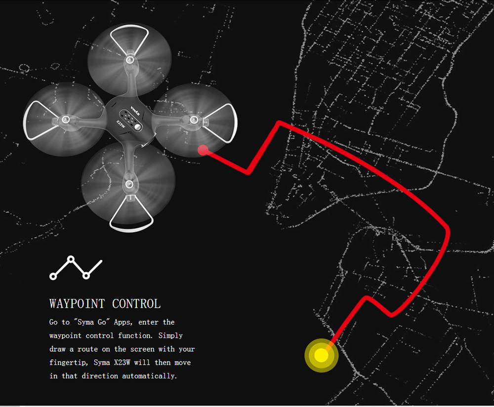 Syma X23W WIFI FPV RC Quadcopter with Camera Headless Altitude Hold Mode RTF - Black