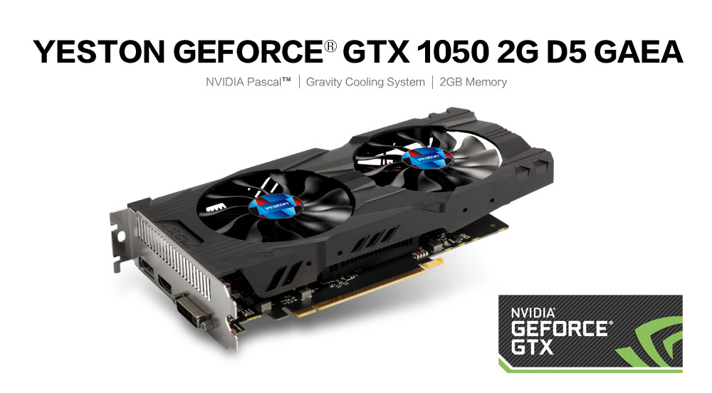 Yeston NVIDIA GeForce GTX1050 2GD5 128Bit Graphics Card With HDMI DVI DP 640SP For PC - Black