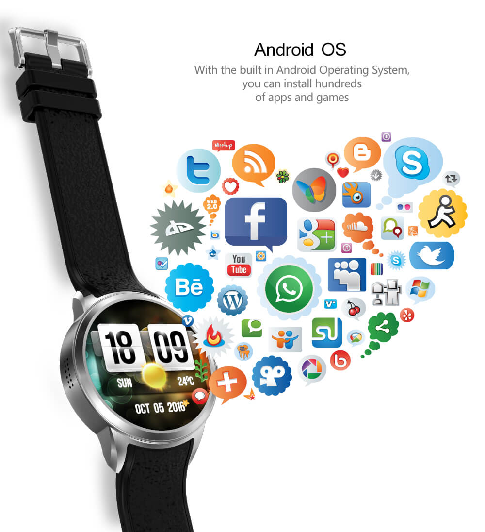 X200 3G Android 5.1 Smart Watch Phone MTK6580 Nano Sim Heart Rate Monitor Camera Pedometer Wifi GPS 1GB/16GB - Silver