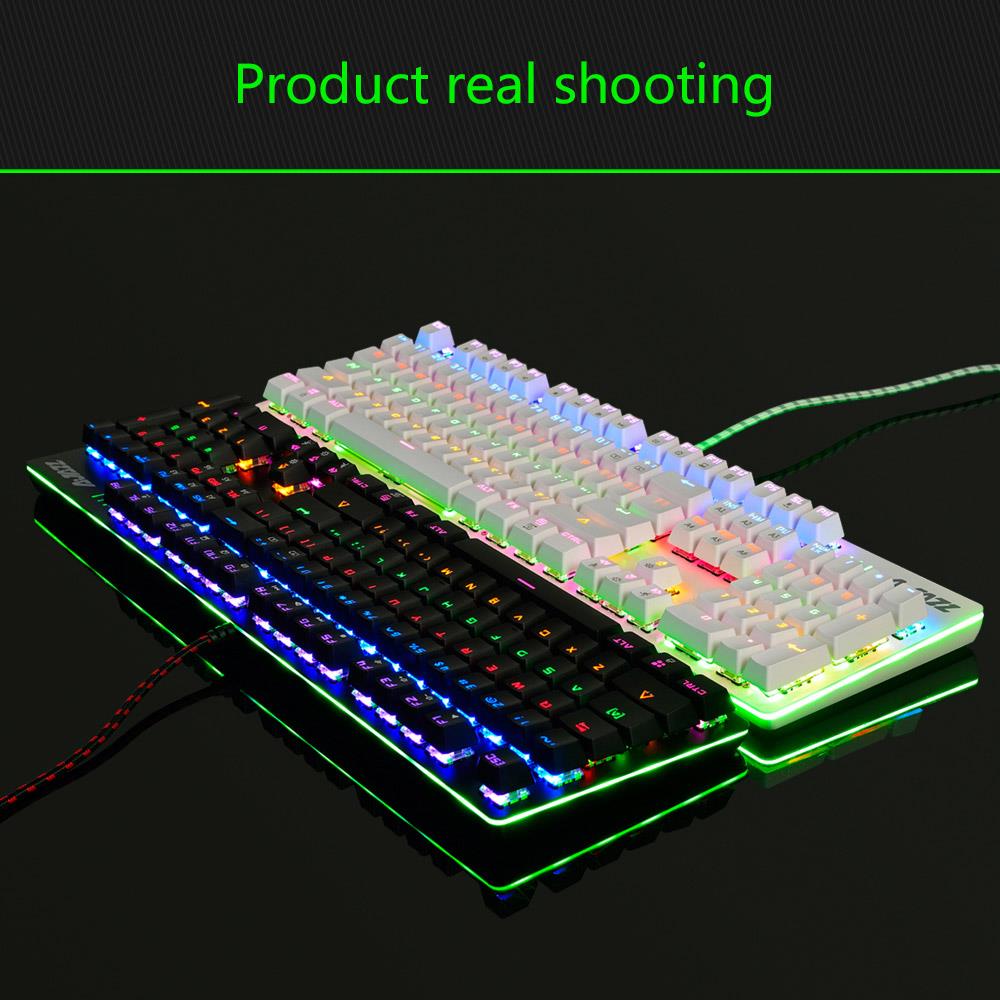 Ajazz AK50 Wired Mechanical Keyboard Ergonomic Black Switch With LED Backlights 104 Keys - Black