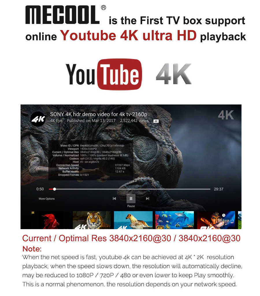 MECOOL M8S PRO YouTube 4K Netflix DDR4 3GB eMMC 32GB Amlogic S912 Android 7.1 KODI 17.0 HDR10 TV Box 802.11AC WIFI LAN Bluetooth H.265