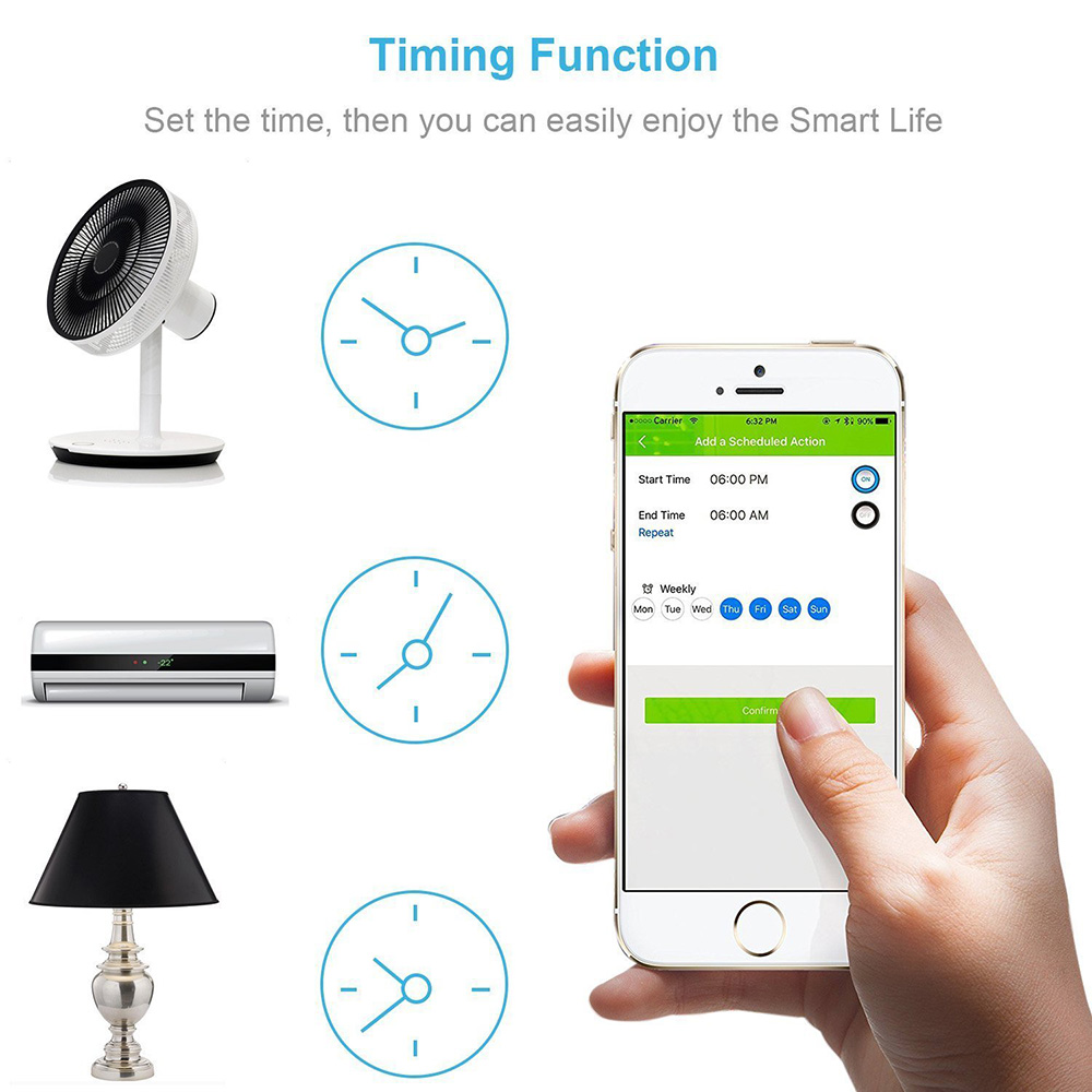 Geekbes EPS-15 Smart WiFi Socket Remote Voice Control Two-way Timing Feedback Smart Home Work with Alexa -White/EU Plug