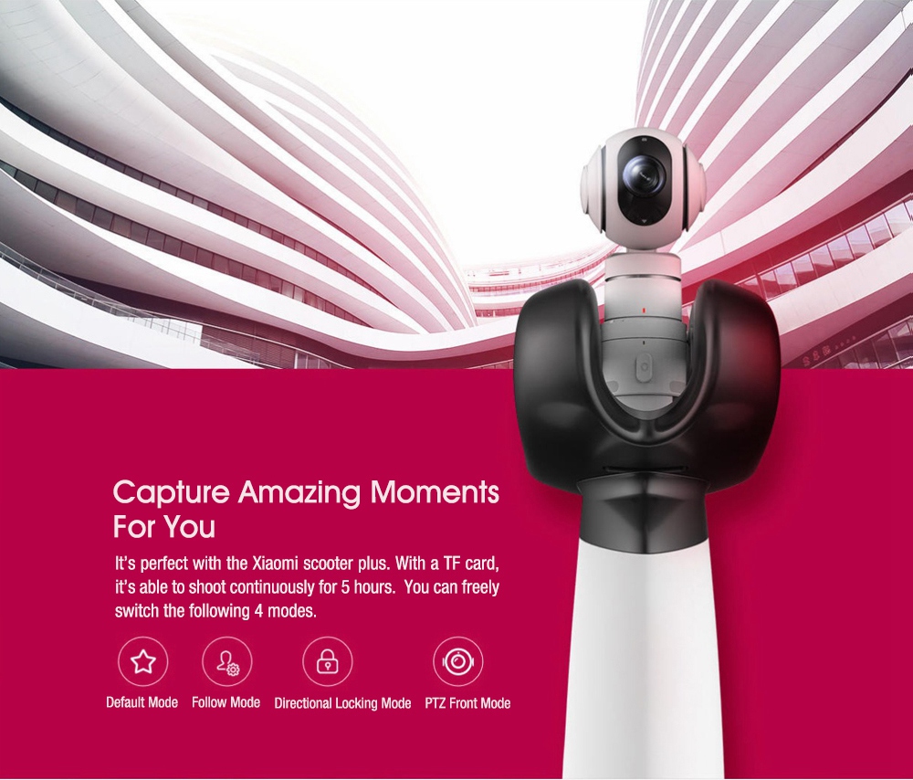 Xiaomi PTZ Camera Sony Exmor R WiFi 1080P 104 Degree Adjustable Installation Angle Pan / Tilt / Zoom Platform Camera for Xiaomi Scooter Plus - White