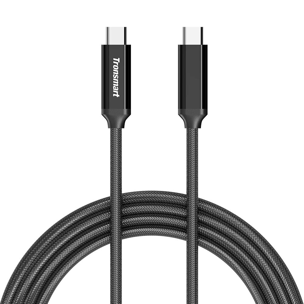 Tronsmart 2 Packs 1m/3.3ft Type-C/Male 2.0 TO Type-C/Male 2.0 Sync & Charging Cable for Type-C Supported Devices - Black