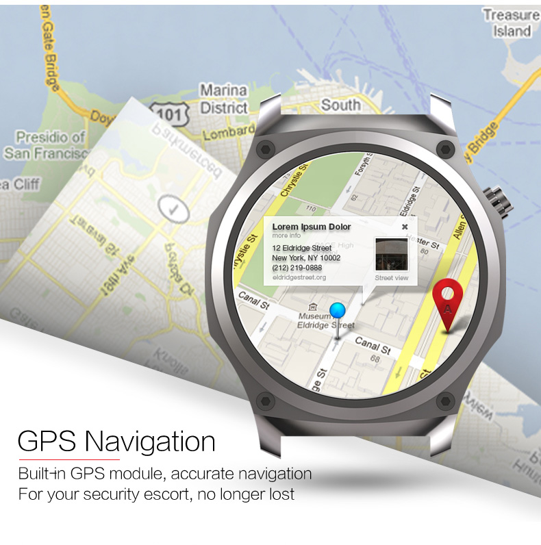 Y5 3G Smartwatch Phone MTK6580 Quad Core 1.3GHz GPS IP65 Water Resistant Heart Rate Monitor Compatible For iOS Android - Silver