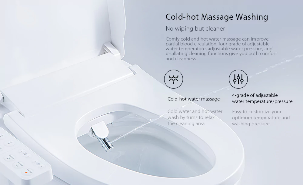 Xiaomi Mijia Smart Toilet Seat UV Sterilization IPX4 Waterproof Electric Bidet Cover Dual Self-cleaning Nozzle Intelligent Toilet Lid -White