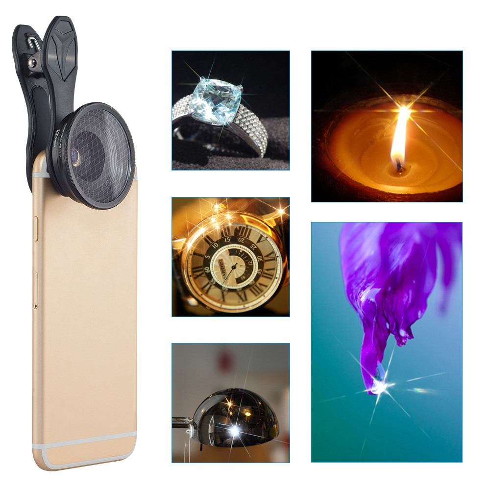 Apexel APL-25SR 10X 25mm Macro Lens & Star Filter Phone Camera Lens - Black