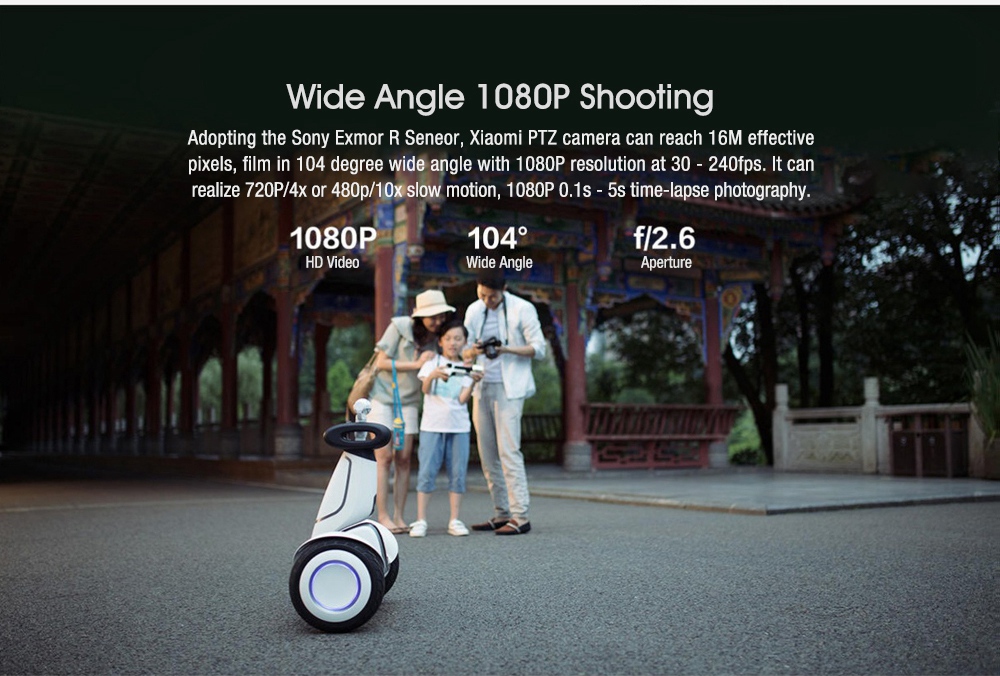 Xiaomi PTZ Camera Sony Exmor R WiFi 1080P 104 Degree Adjustable Installation Angle Pan / Tilt / Zoom Platform Camera for Xiaomi Scooter Plus - White