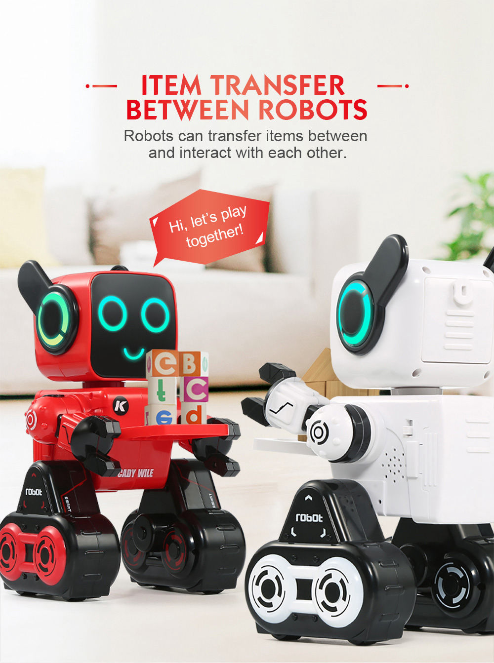 JJRC R4 Cady Wile 2.4G Money Management Sound Interaction Gesture Sensor Control RC Robot - Red