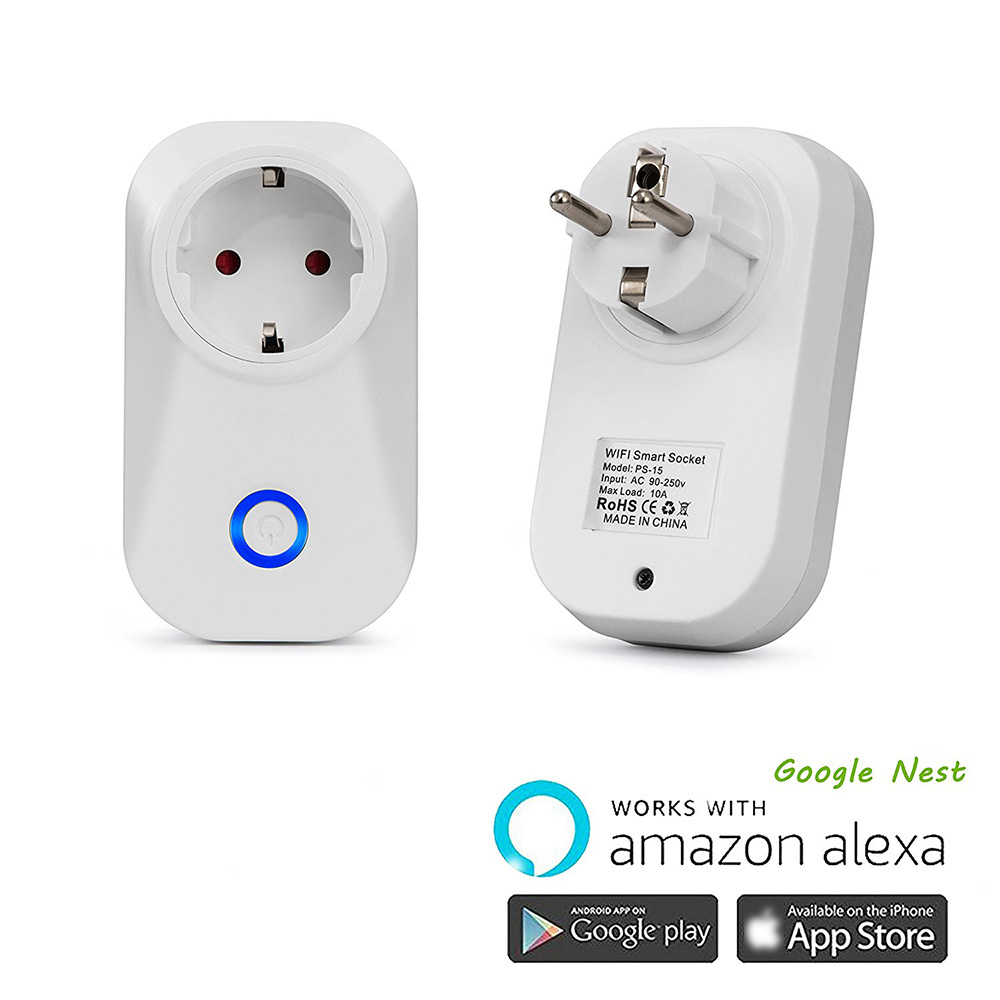 Geekbes EPS-15 Smart WiFi Socket Remote Voice Control Two-way Timing Feedback Smart Home Work with Alexa -White/EU Plug
