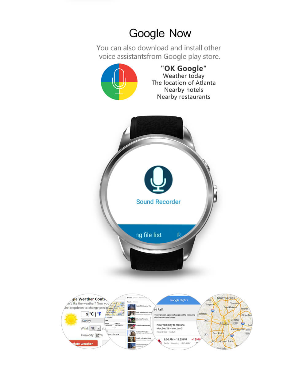 X200 3G Android 5.1 Smart Watch Phone MTK6580 Nano Sim Heart Rate Monitor Camera Pedometer Wifi GPS 1GB/16GB - Silver