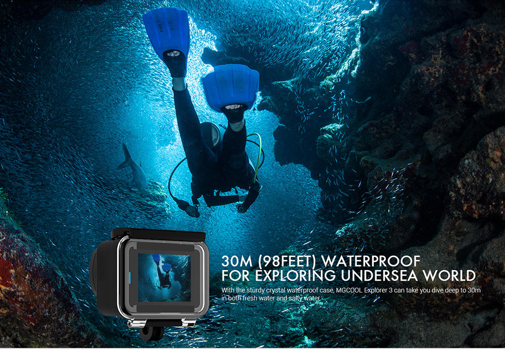 MGCOOL EXPLORER 3 iCatch V50 Panasonic 34112 2.0 TFT Action Camera Native 4K WiFi 170 Degree Wide Angle 7G Lens - Black