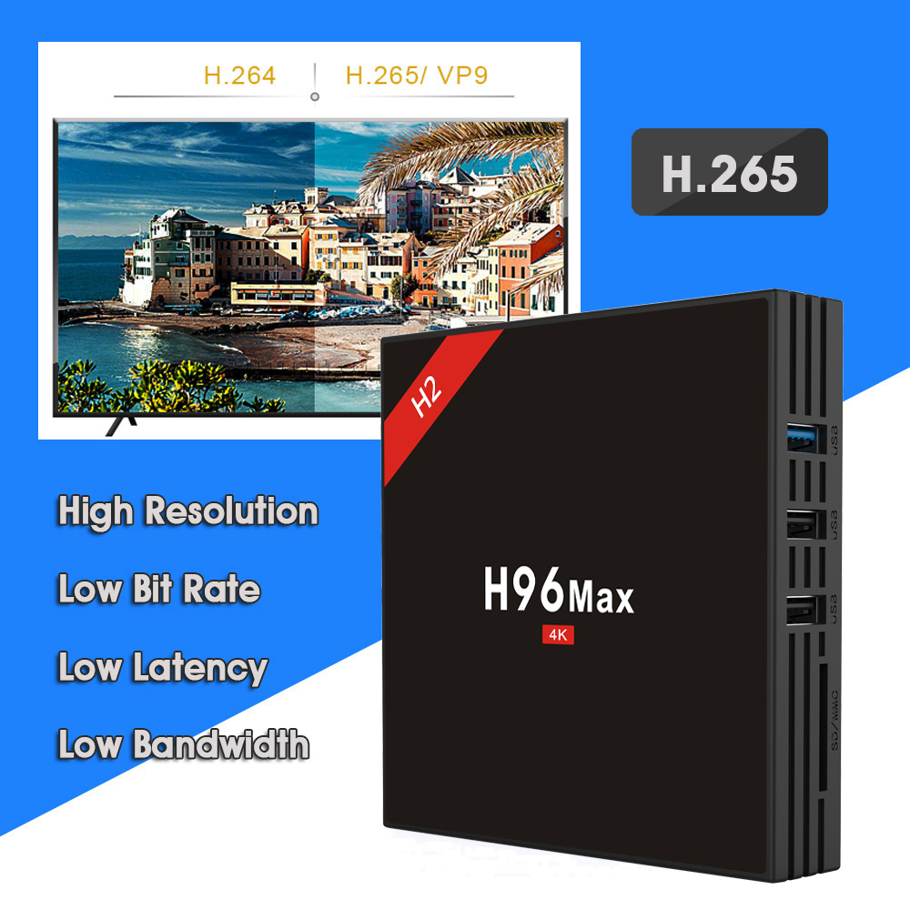 H96 MAX H2 4GB/32GB Android 7.1 RK3328 KODI 17.3 4K TV BOX 2.4G/5G WIFI Blutooth USB3.0 HDMI - Black