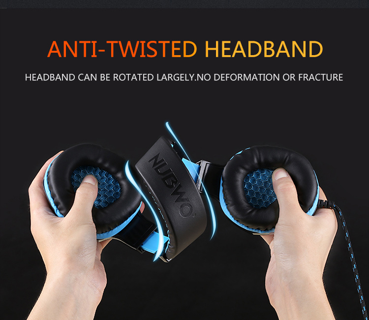 NUBWO No-3000 Gaming Stereo Headset with Microphone and Volume Control - Black and Blue