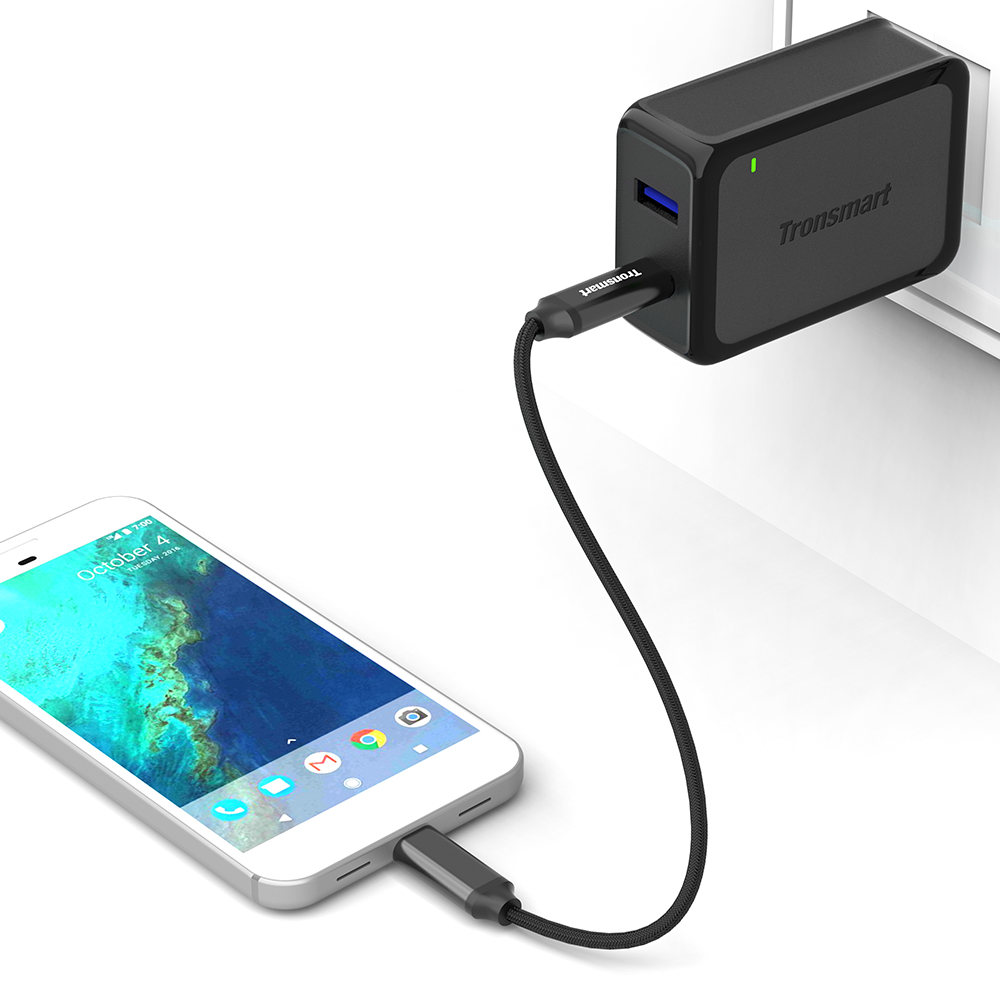 Tronsmart 2 Packs 1m/3.3ft Type-C/Male 2.0 TO Type-C/Male 2.0 Sync & Charging Cable for Type-C Supported Devices - Black