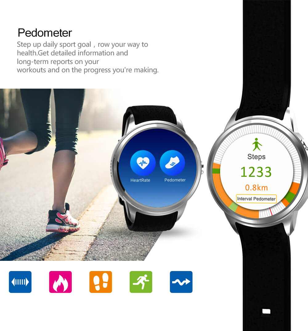 X200 3G Android 5.1 Smart Watch Phone MTK6580 Nano Sim Heart Rate Monitor Camera Pedometer Wifi GPS 1GB/16GB - Silver