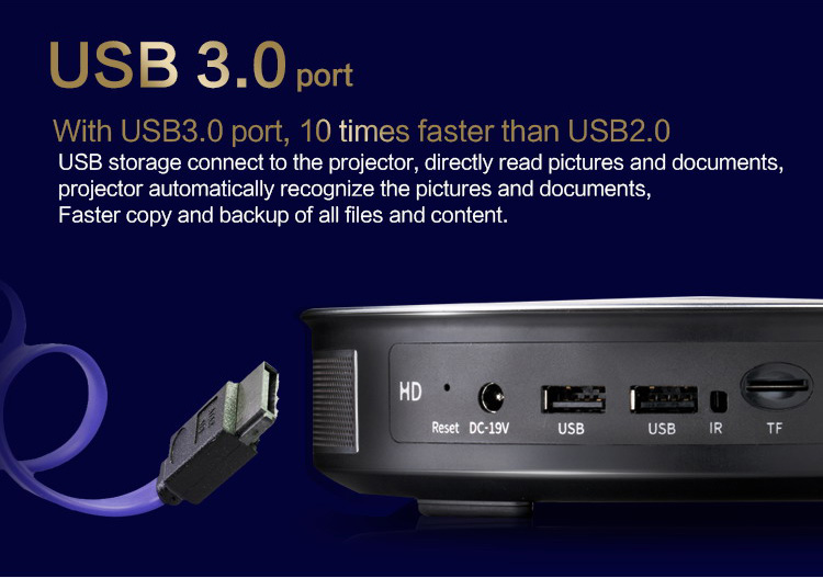 D8S 3D HD Portable Projector Android 1GB/16GB 2.4G/5G WIFI Bluetooth Eshare/Airplay/MiraCast - Silver