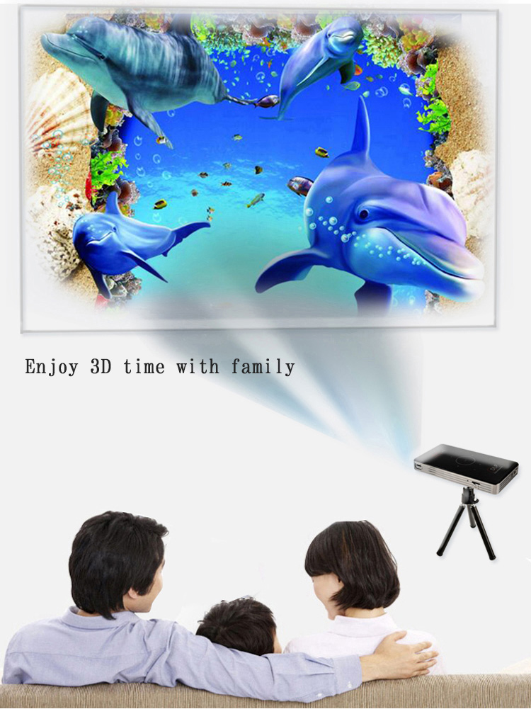 C6 DLP Mini Pocket Projector Android 2GB/8GB 2.4G/5G WIFI Bluetooth Eshare/Airplay/MiraCast - Black