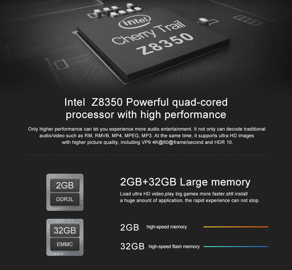 PIPO X11S 8.9 Inch Licensed Windows 10 Android 5.1 Dual OS Mini PC 2GB/32GB Intel Cherry Trail Z8350 WiFi Gigabit LAN Bluetooth HDMI - Black