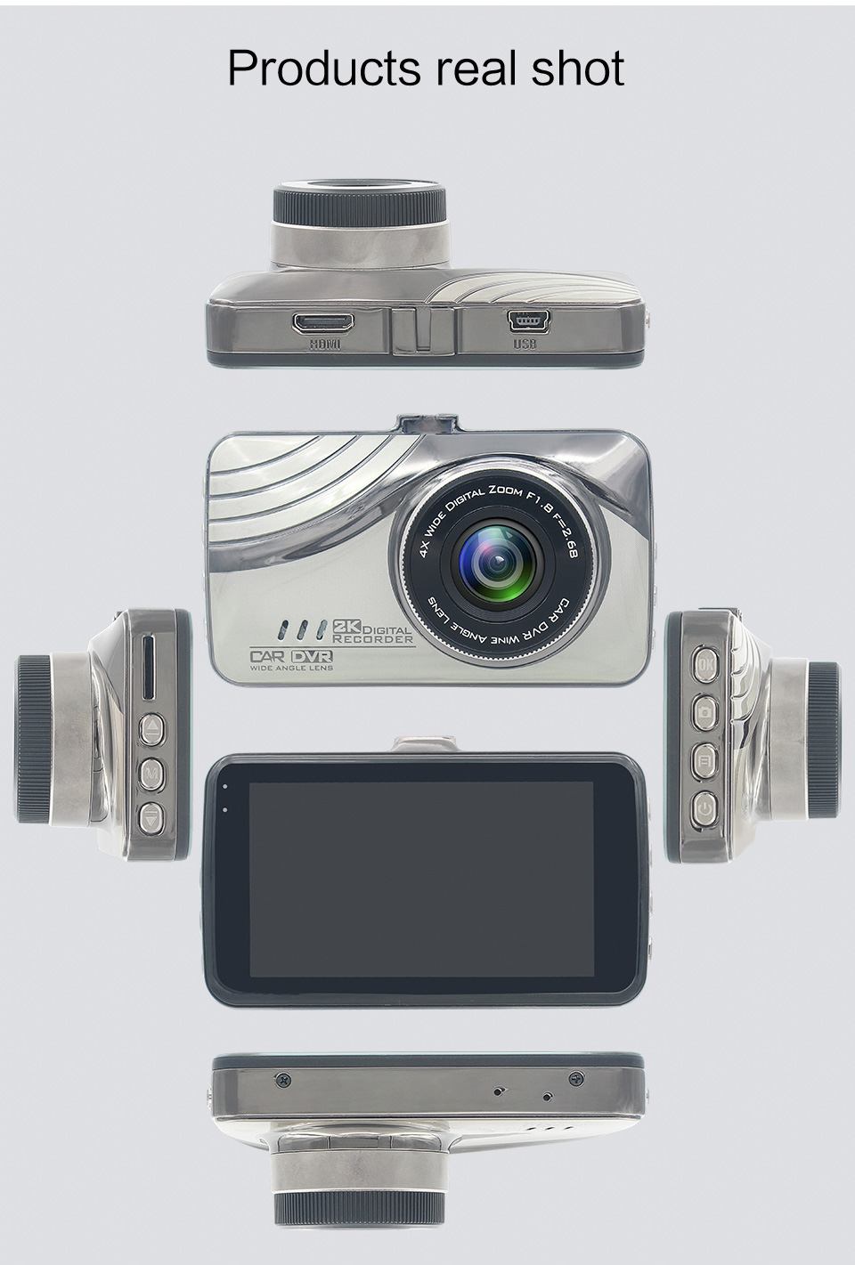H600 NTK9665 3.0 Inch LCD Dash Camera 1080P FHD 170 Degree Wide Angle Night Vision G-sensor Car Video Recorder - Silver