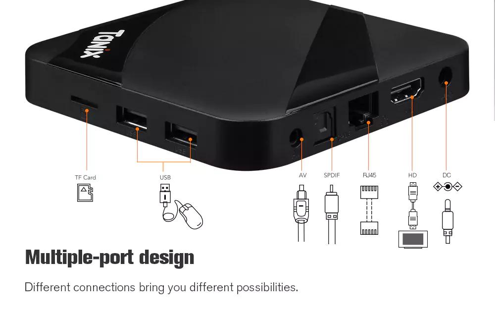 Tanix TX3 Max Android 7.1 2GB/16GB Amlogic S905W 4K TV Box 2.4GHz WiFi LAN Bluetooth 4.1 H.265 HDMI - Black