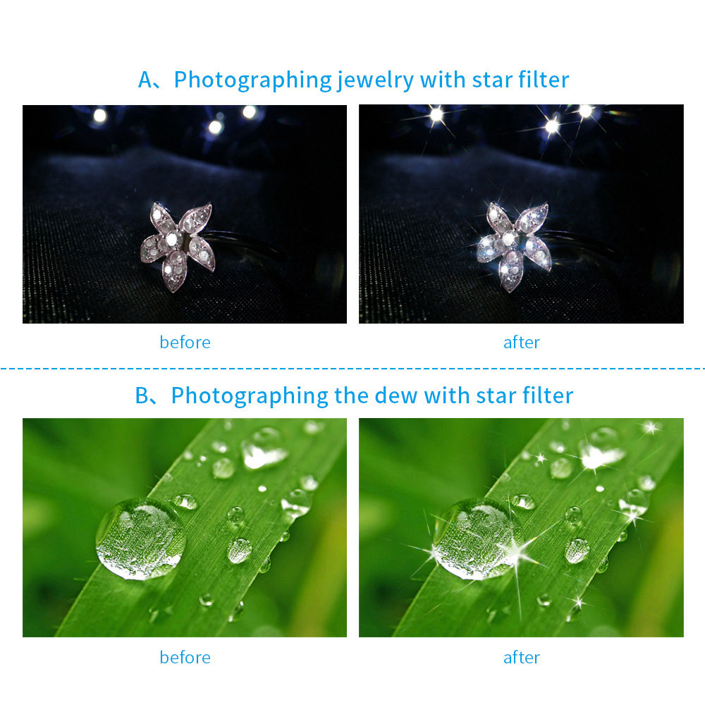 Apexel APL-25SR 10X 25mm Macro Lens & Star Filter Phone Camera Lens - Black