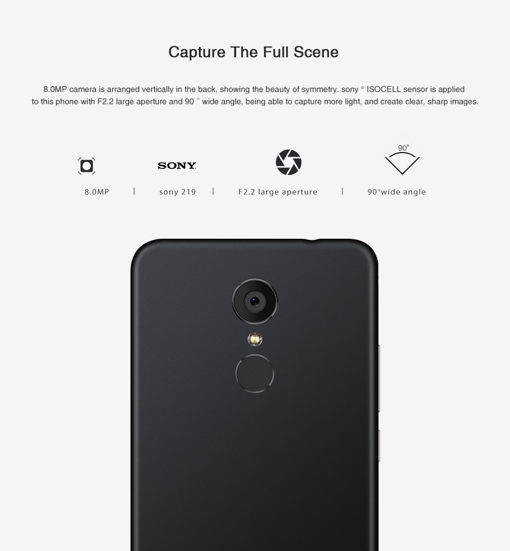 KEECOO P11 5.7 Inch Smartphone 18:9 Aspect Ratio HD Screen MT6737 Quad Core Dual 8.0MP Camera 2GB RAM 16GB ROM Android 7.0 Touch ID Face Unlocking 3050mAh - Black