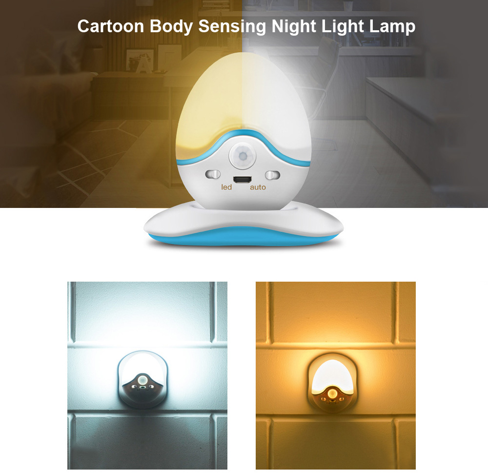 Body Sensor LED Night Light USB Charging 360 Degree Rotation Infrared Human Body Induction Egg Shape Decoration Light