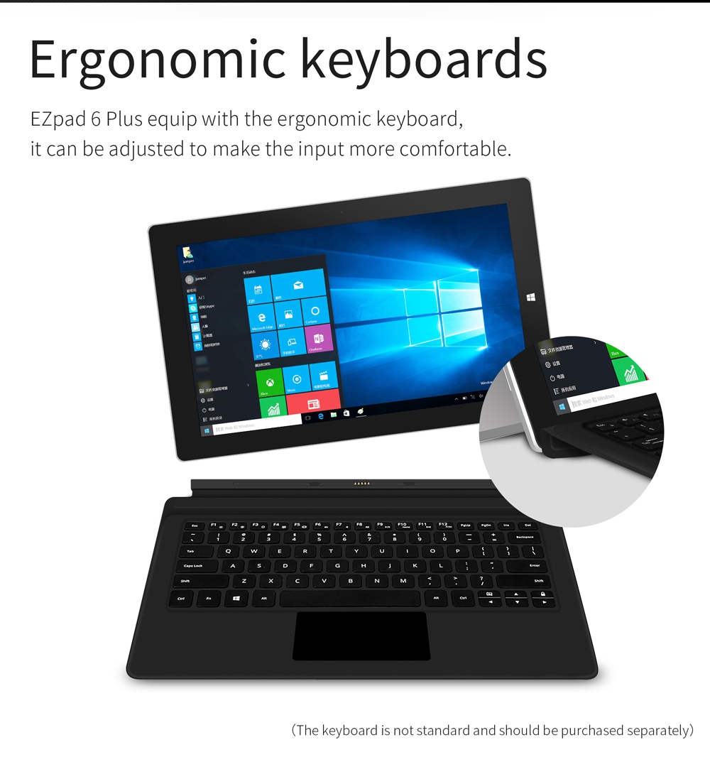 Jumper EZpad 6 Plus Tablet Intel Apollo Lake N3450 Quad Core 11.6 Inch 1920 x 1080 Windows 10 6GB RAM 64GB eMMC - Black+Silver