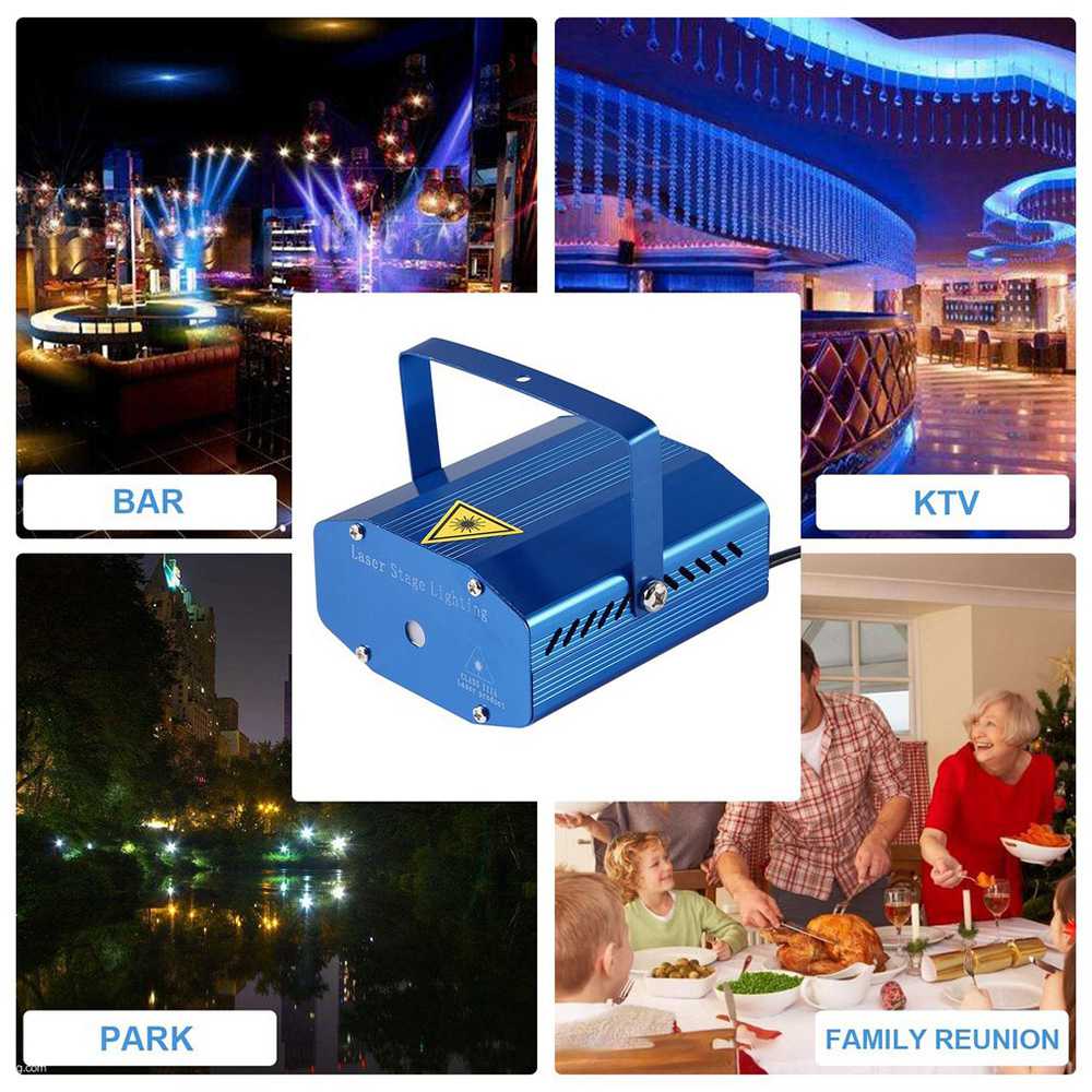 LB-02 LED Laser Projector Mini R&G 110-240V Adjusting DJ Disco Party Stage Light