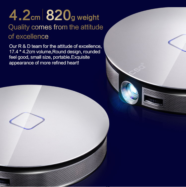 D8S 3D HD Portable Projector Android 1GB/16GB 2.4G/5G WIFI Bluetooth Eshare/Airplay/MiraCast - Silver