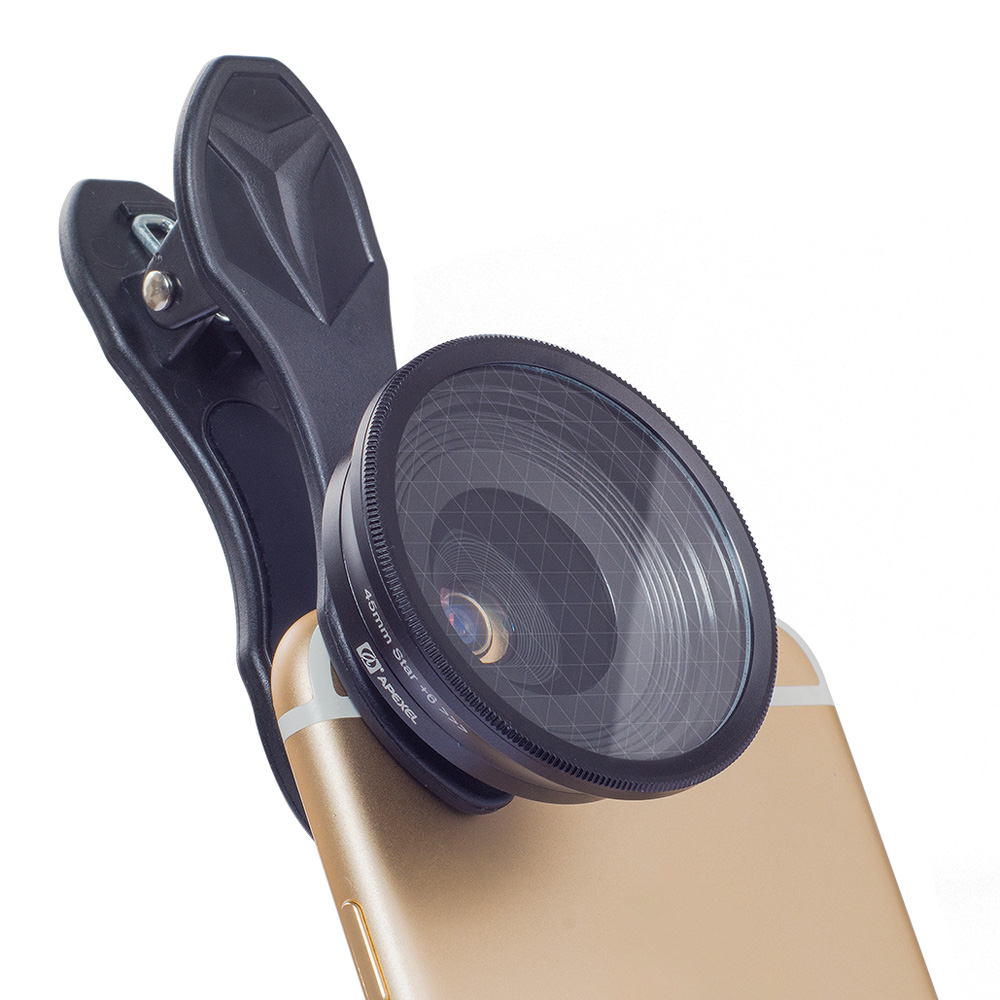 Apexel APL-25SR 10X 25mm Macro Lens & Star Filter Phone Camera Lens - Black