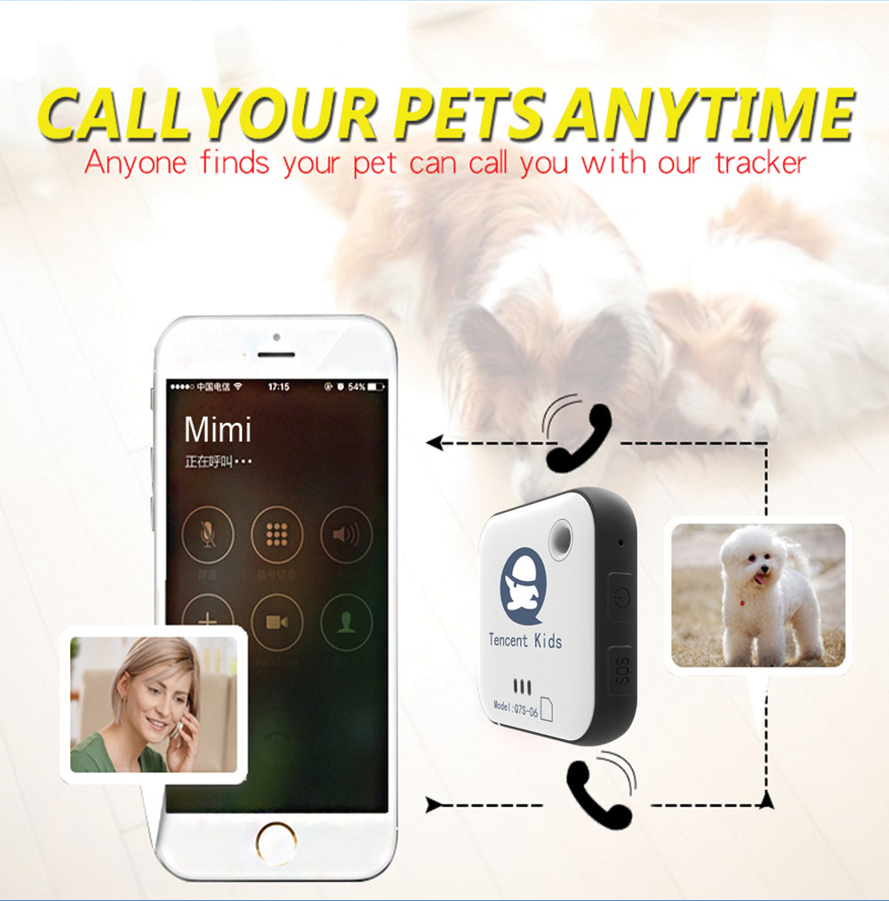 Tencent Mini GPS Tracker GSM GPRS GPS LBS WIFI Tracker Locator 2G Device SOS Alarm Voice Monitoring - Black