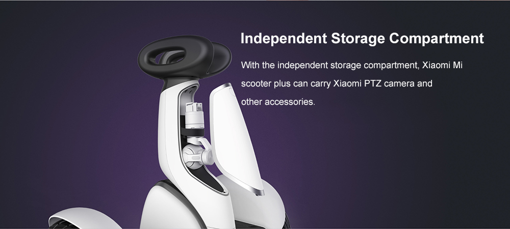 Xiaomi Mi Scooter Plus + Xiaomi PTZ Gimbal Camera 35KM Endurance Alloy Underpan Connect With Camera Automatic Follow - White