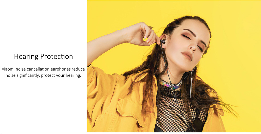 Original Xiaomi 3.5mm Active Noise Cancelling ANC Earphones with Mic - Black