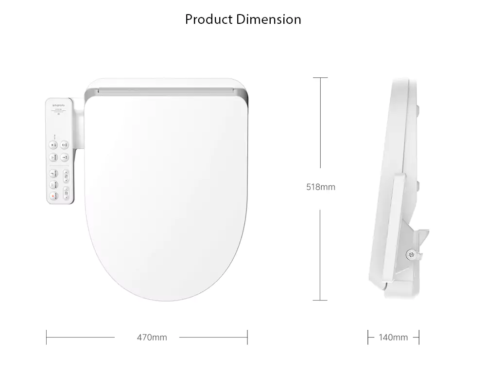 Xiaomi Mijia Smart Toilet Seat UV Sterilization IPX4 Waterproof Electric Bidet Cover Dual Self-cleaning Nozzle Intelligent Toilet Lid -White