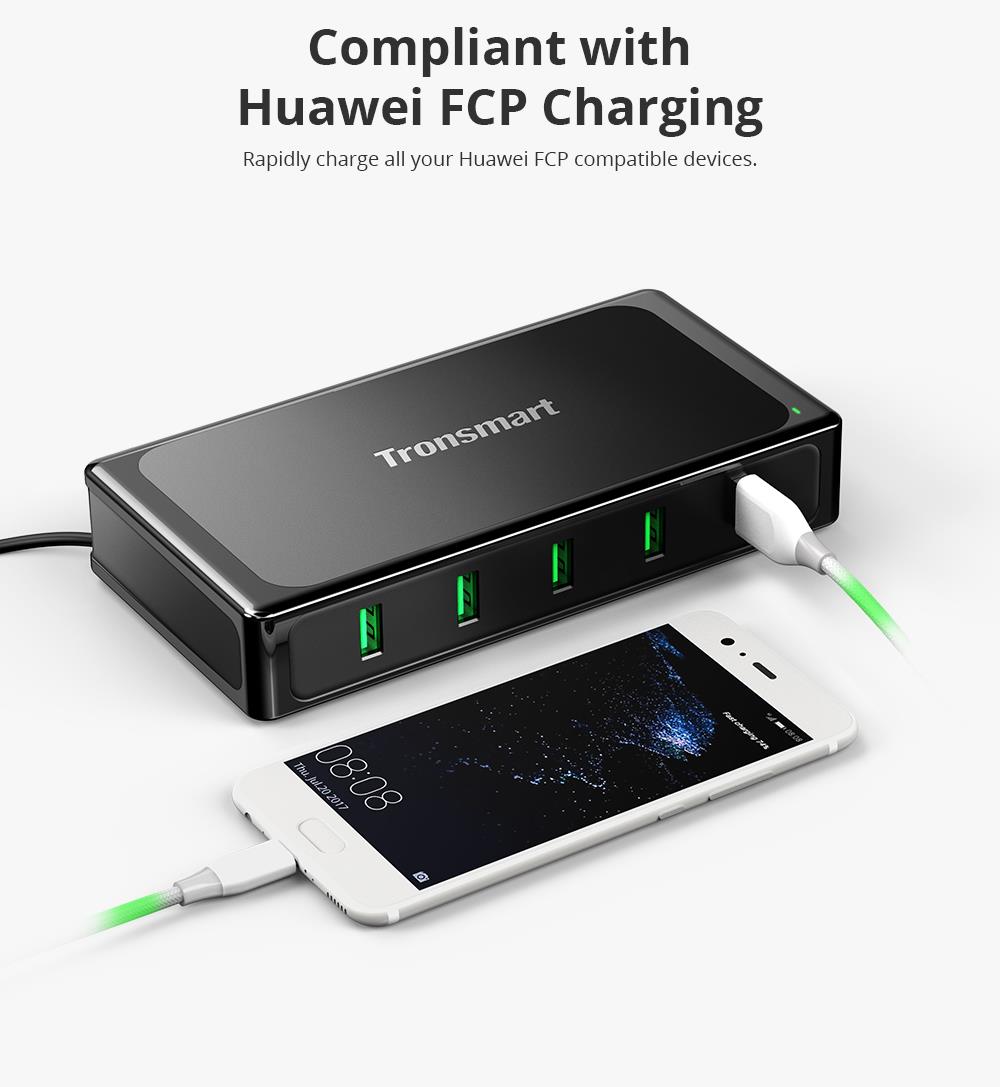 Tronsmart 90W U5TF Titan Plus 5 USB Ports Desktop Charger with Quick Charge 3.0 & VoltiQ for All iOS & Android Devices - UK