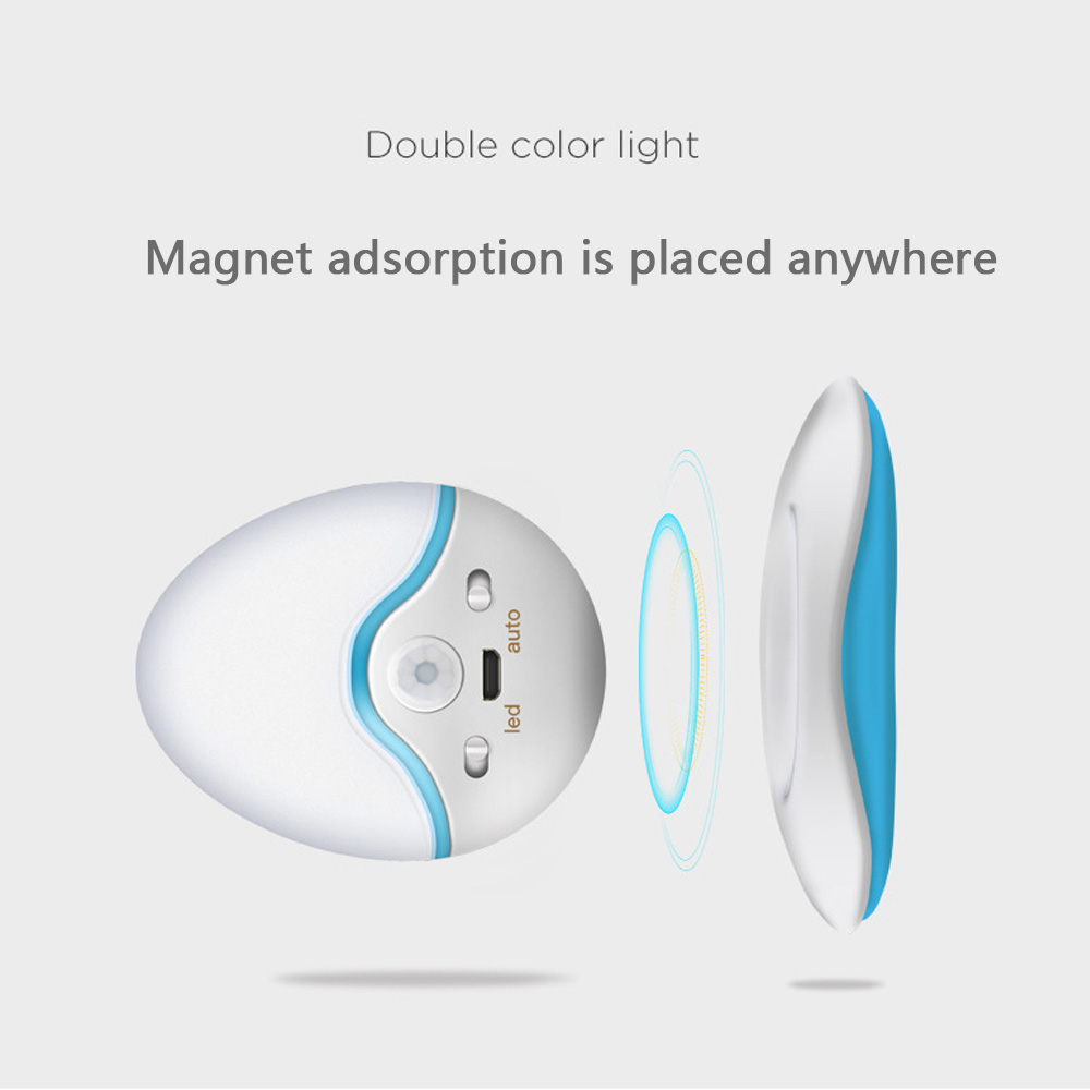 Body Sensor LED Night Light USB Charging 360 Degree Rotation Infrared Human Body Induction Egg Shape Decoration Light
