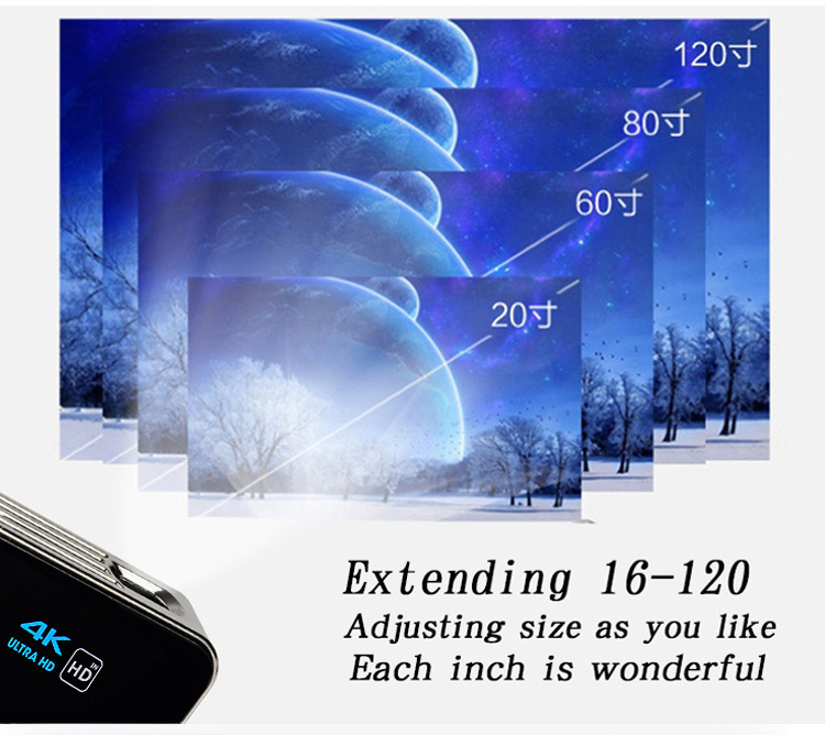 C6 DLP Mini Pocket Projector Android 2GB/8GB 2.4G/5G WIFI Bluetooth Eshare/Airplay/MiraCast - Black