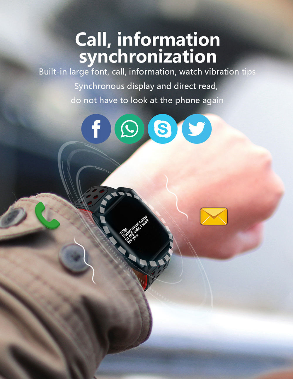 LYNWO M7 Heartrate/Blood oxygen/Blood pressure IP67 Smart Bracelet Fitness For IOS/Android - Black
