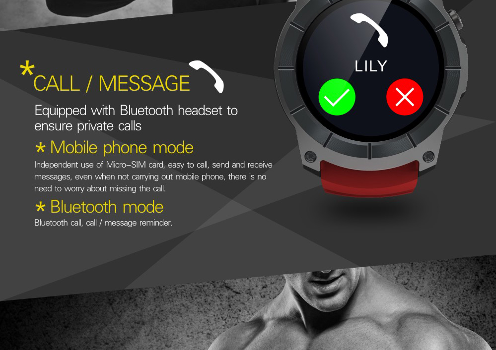 Makibes G05 Smartwatch GPS Bluetooth MTK2503 32GB TF Card SMS Reminder Multi-mode Sports Compatible with iOS Android - Black