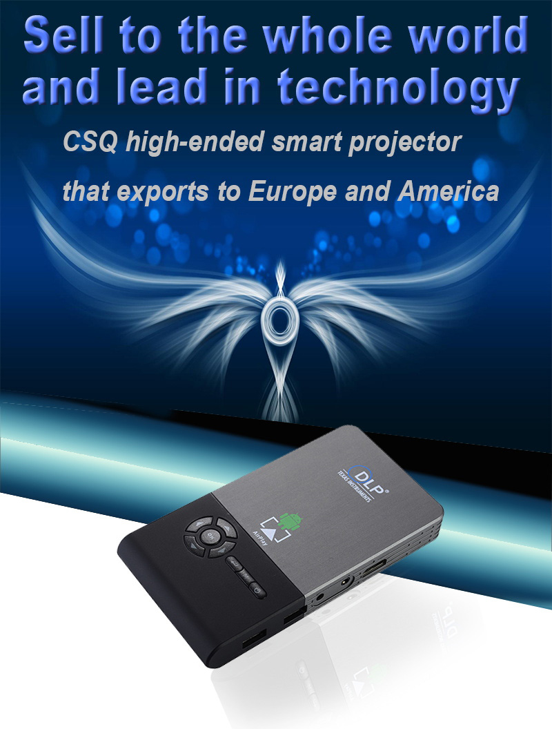C2 DLP Mini Pocket Projector Android 1GB/8GB 2.4G/5G WIFI Eshare/Airplay/MiraCast - Black