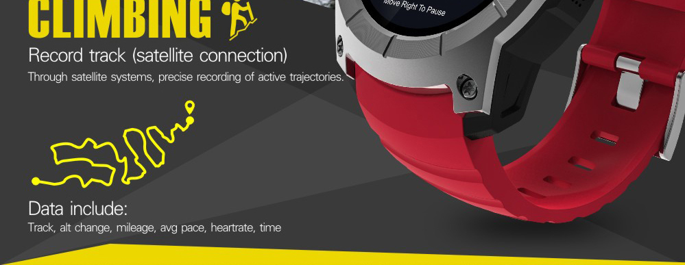 Makibes G05 Smartwatch GPS Bluetooth MTK2503 32GB TF Card SMS Reminder Multi-mode Sports Compatible with iOS Android - Black