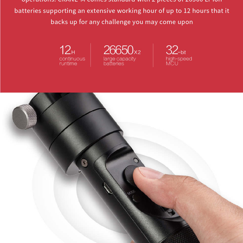 Zhiyun Crane-M 3-Axis Brushless Handheld Gimbal Stabilizer for Mirrorless/Action Cameras
