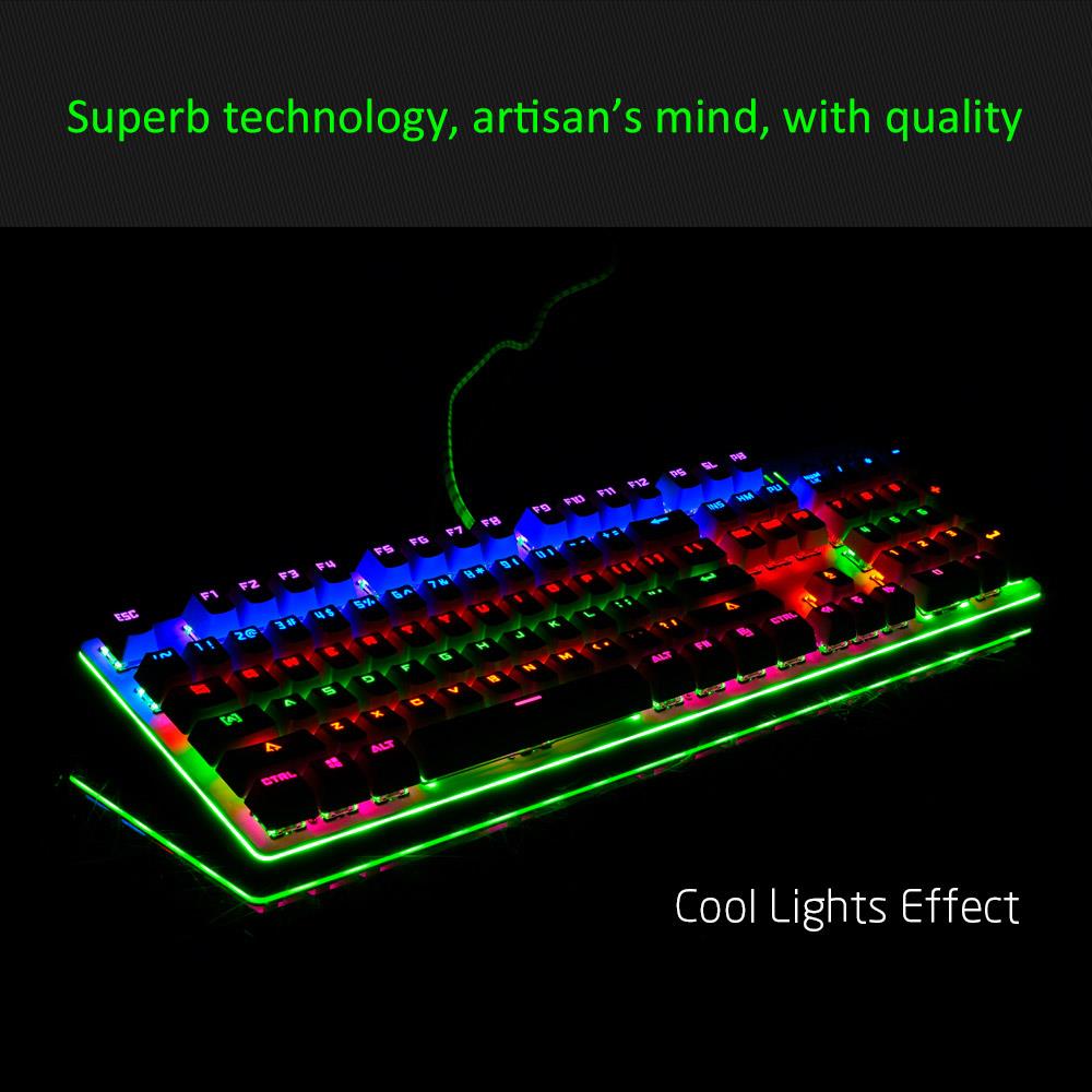 Ajazz AK50 Wired Mechanical Keyboard Ergonomic Black Switch With LED Backlights 104 Keys - Black