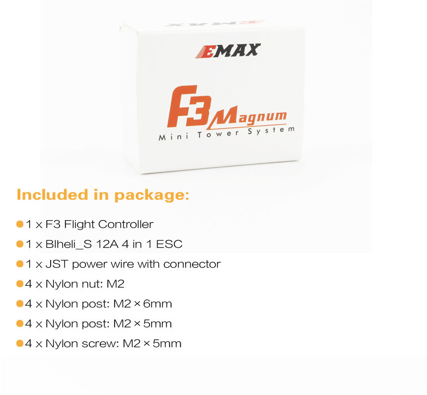 Emax F3 Magnum Mini Fly Tower 20x20mm System F3 OSD 3-4S 12A 4 In 1 BLheli_S ESC