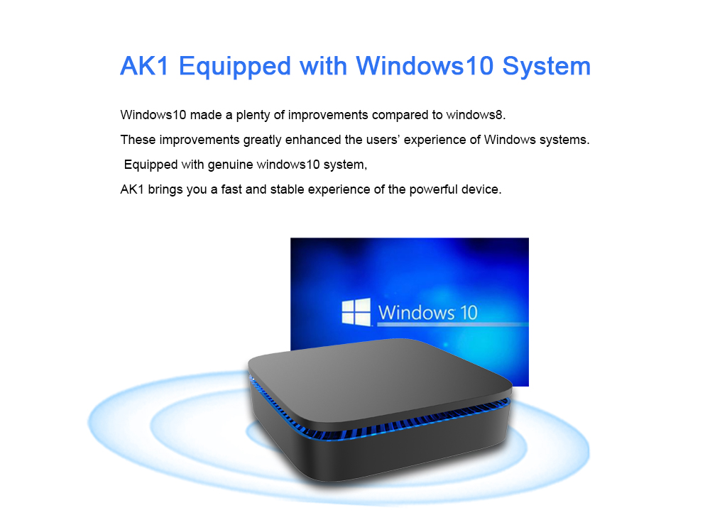 AK1 Licensed Windows 10 64Bit Mini PC Intel Celeron J3355 4GB/32GB SATA 3.0 USB3.0 Type-C AC WIFI Gigabit LAN Bluetooth
