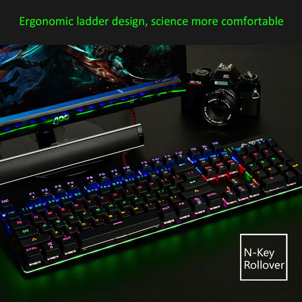 Ajazz AK50 Wired Mechanical Keyboard Ergonomic Black Switch With LED Backlights 104 Keys - Black
